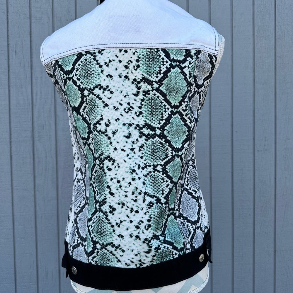 Sandro White Reptile Denim Vest - Picture 7 of 11